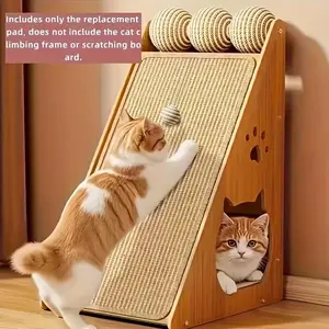 Multi-Functional Cat Scratcher with Hanging Ball, Space-Saving Vertical Design, Protects Furniture, Durable Velcro, Perfect Gift for Cats, Natural Sisal Scratcher