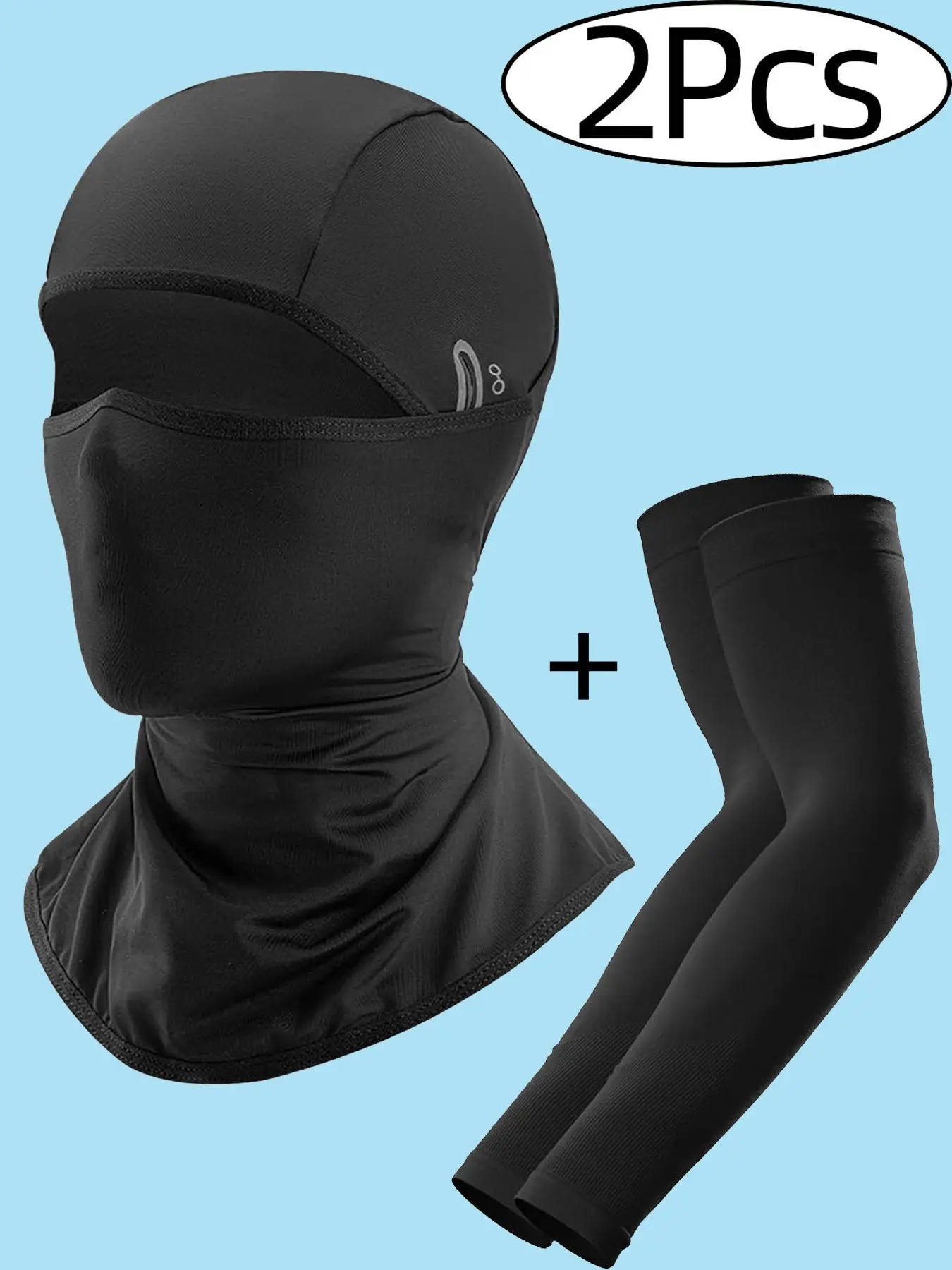 2Pcs Face Mask+Armsleves  Balaclava Full Face Cover Windproof Mask Polyester Protection for Men Women Outdoor Sports