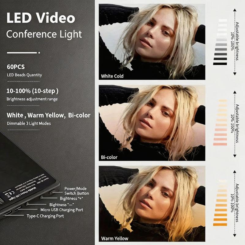 Selfie Light For Phone, Laptop, Tablets Camera Photography Video, With Front & Back Clip, Adjusted 3 LightModes For Phone, lPhon