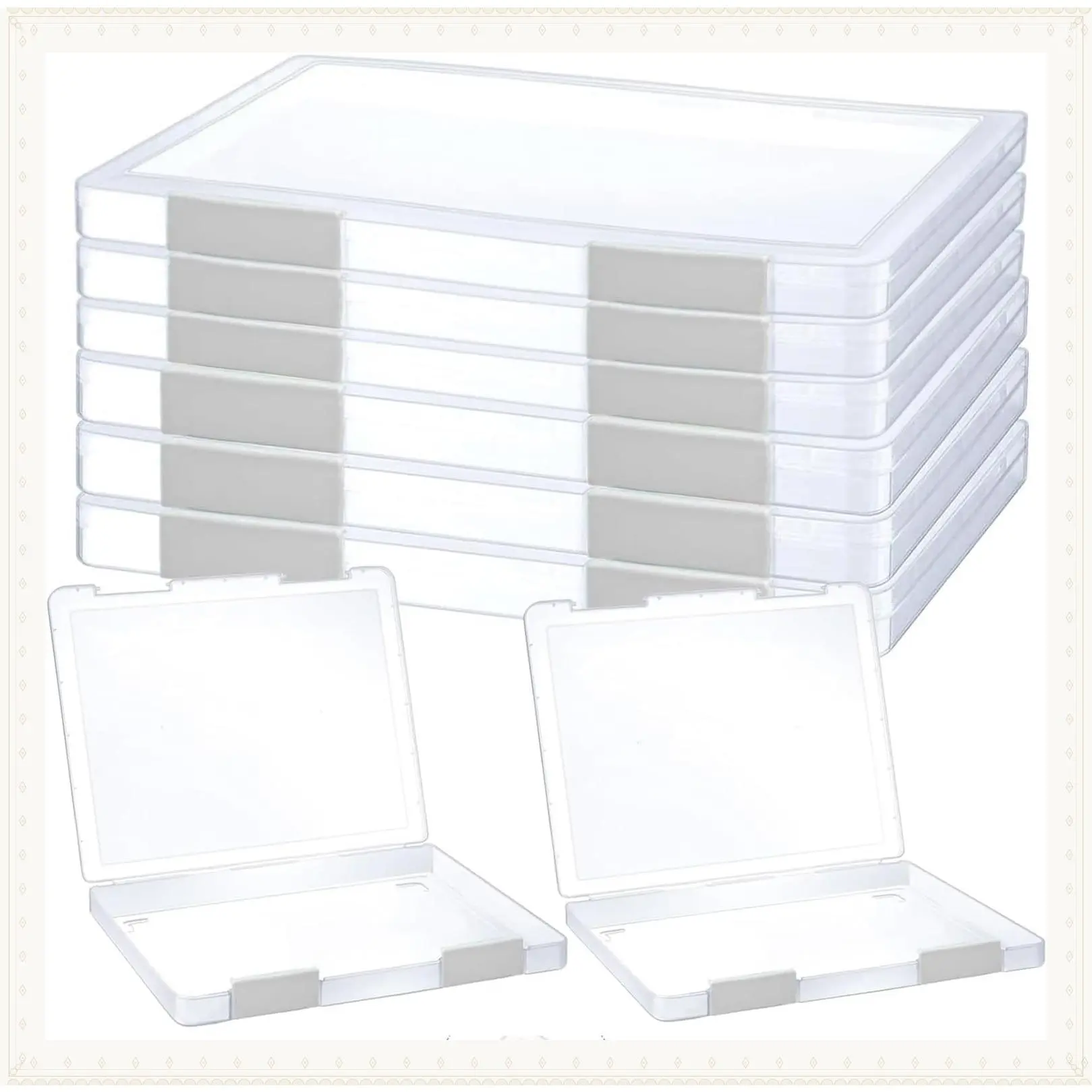 6 Pcs Clear A4 File Storage Box, Portable Project Case for 8.5" x 11" Letter Paper, Scrapbook Paper, Documents & Magazines HolderGift