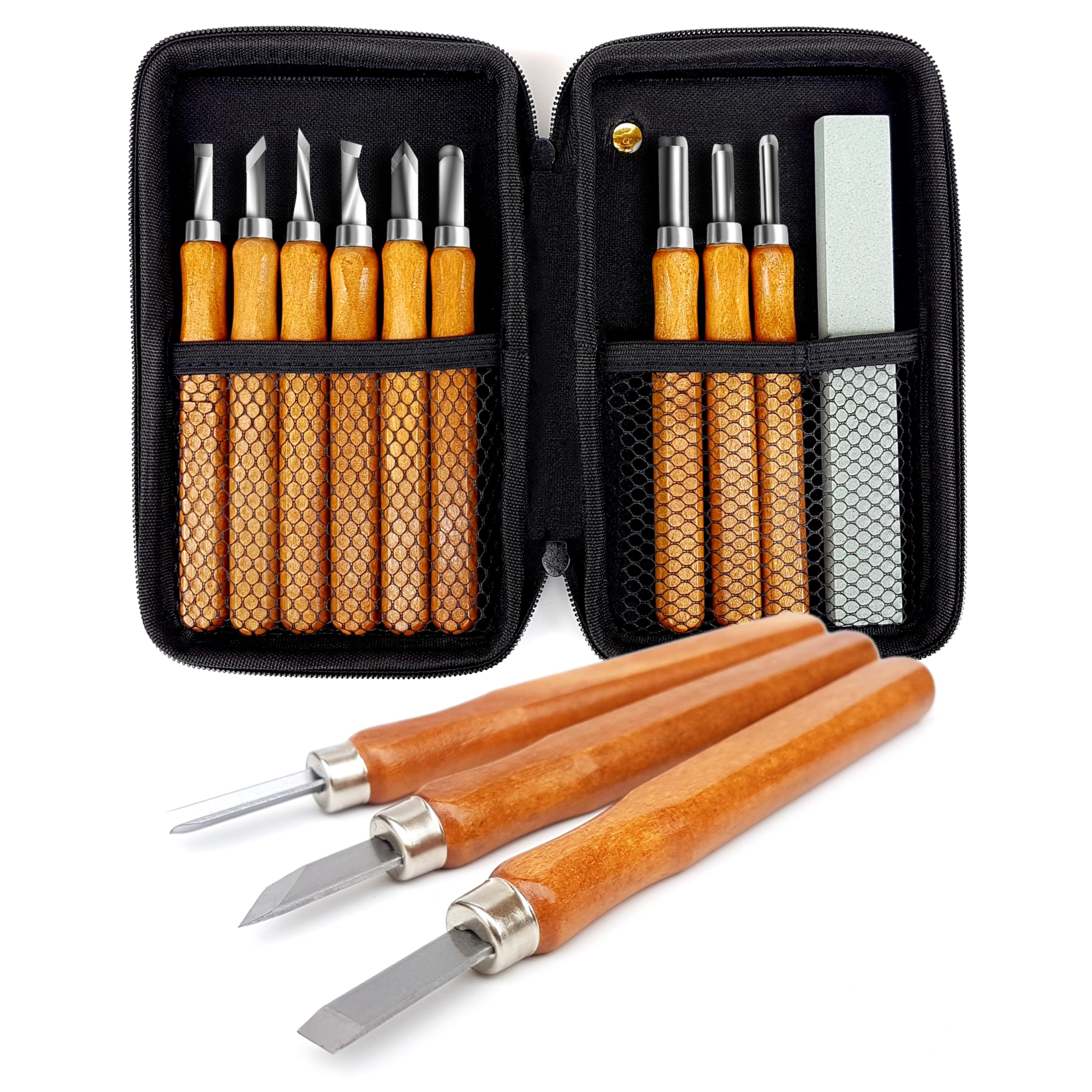 Wood Carving Knife Set - 12 PCS Hand Carving Tool Set for DIY Sculpture Carpenter Experts & Beginners - Home Improvement
