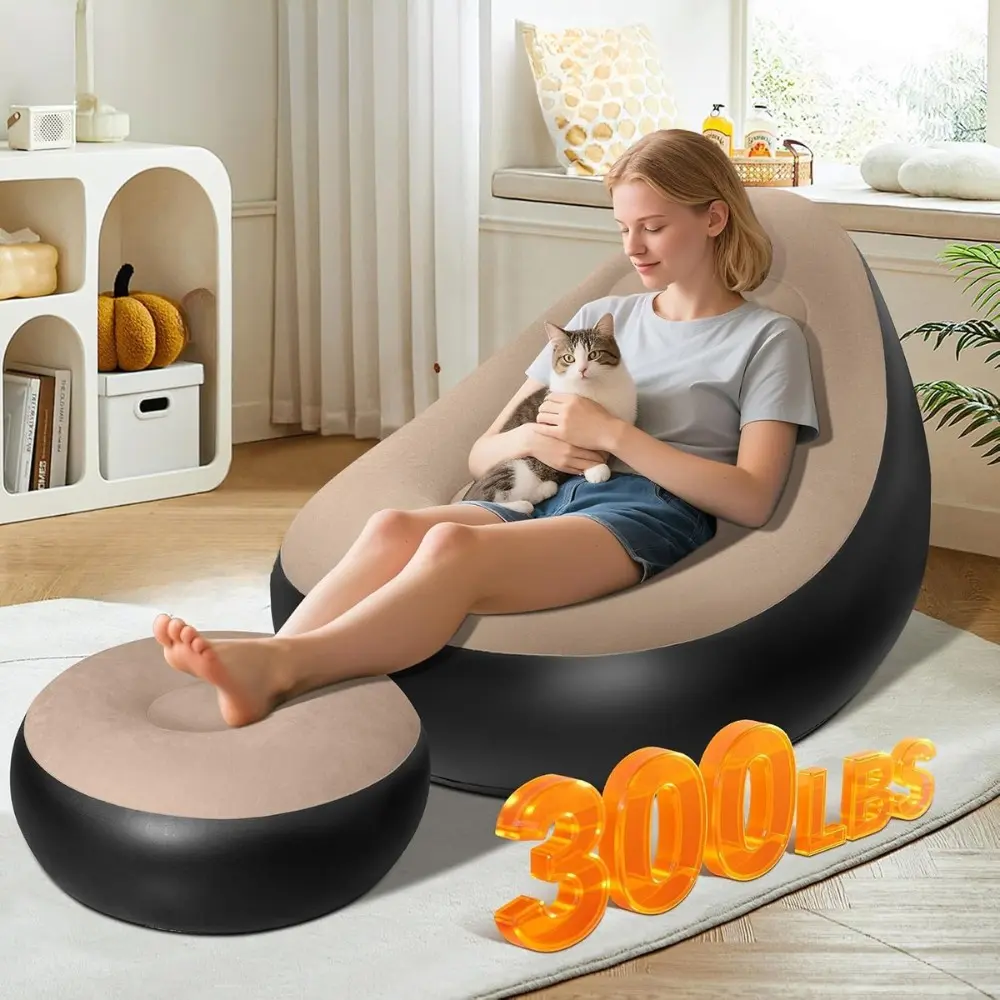 Inflatable Chair for Adults,Portable Inflatable Chairs with Ottoman and Air Pump