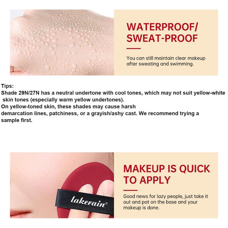 Long-Lasting Air Cushion Balm Foundation, Lightweight Moisturizing Makeup Base & Cream for Women & Girls