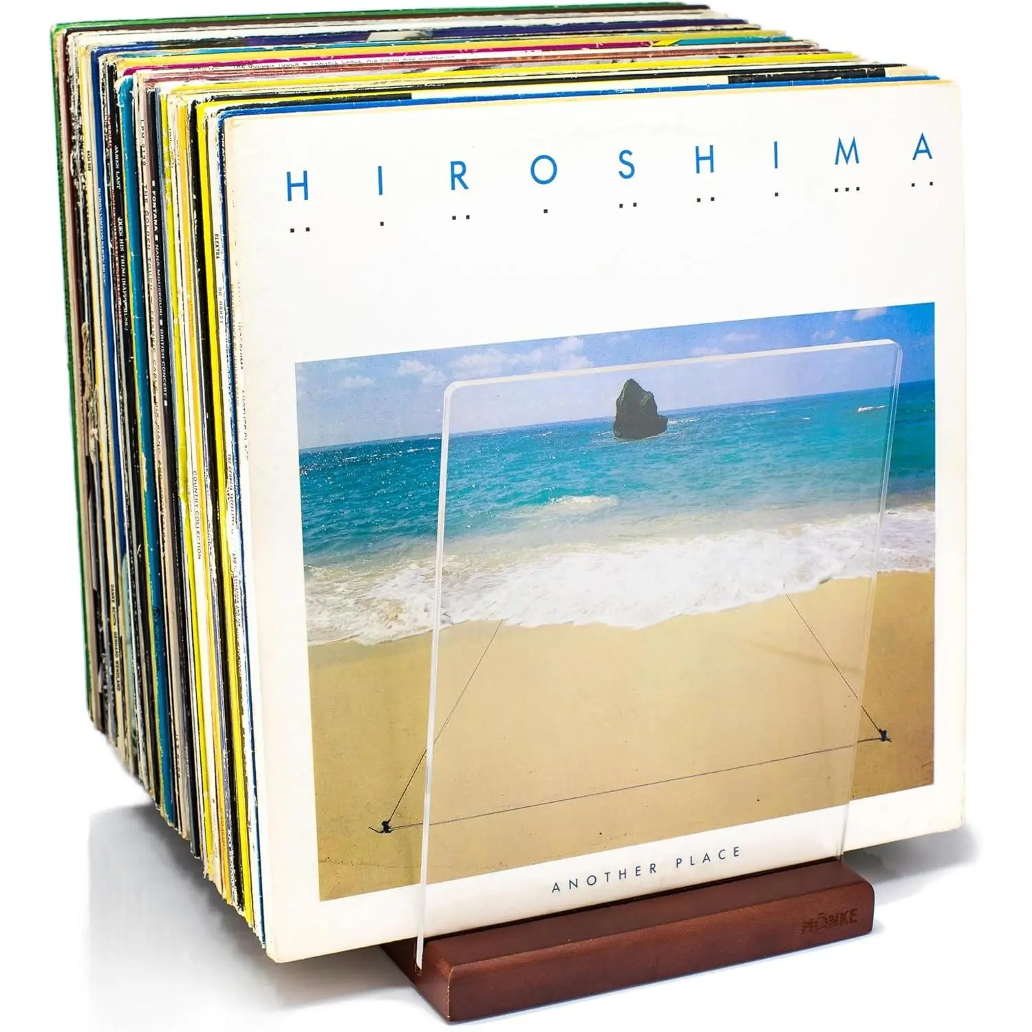 Premium Vinyl Record Storage - a Mid-Century Style Record Holder for Albums, 60-70 LP Capacity - Complements Any Record Player (Brown)
