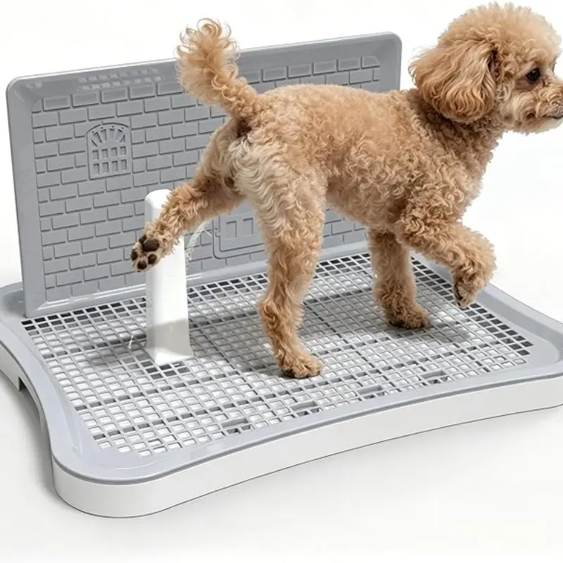 Puppy Urine Pad Holder, Small Dog Toilet, Indoor Dog Litter Box, Splash Guard and Center Post, Training Tray, 20.1"x15.4"