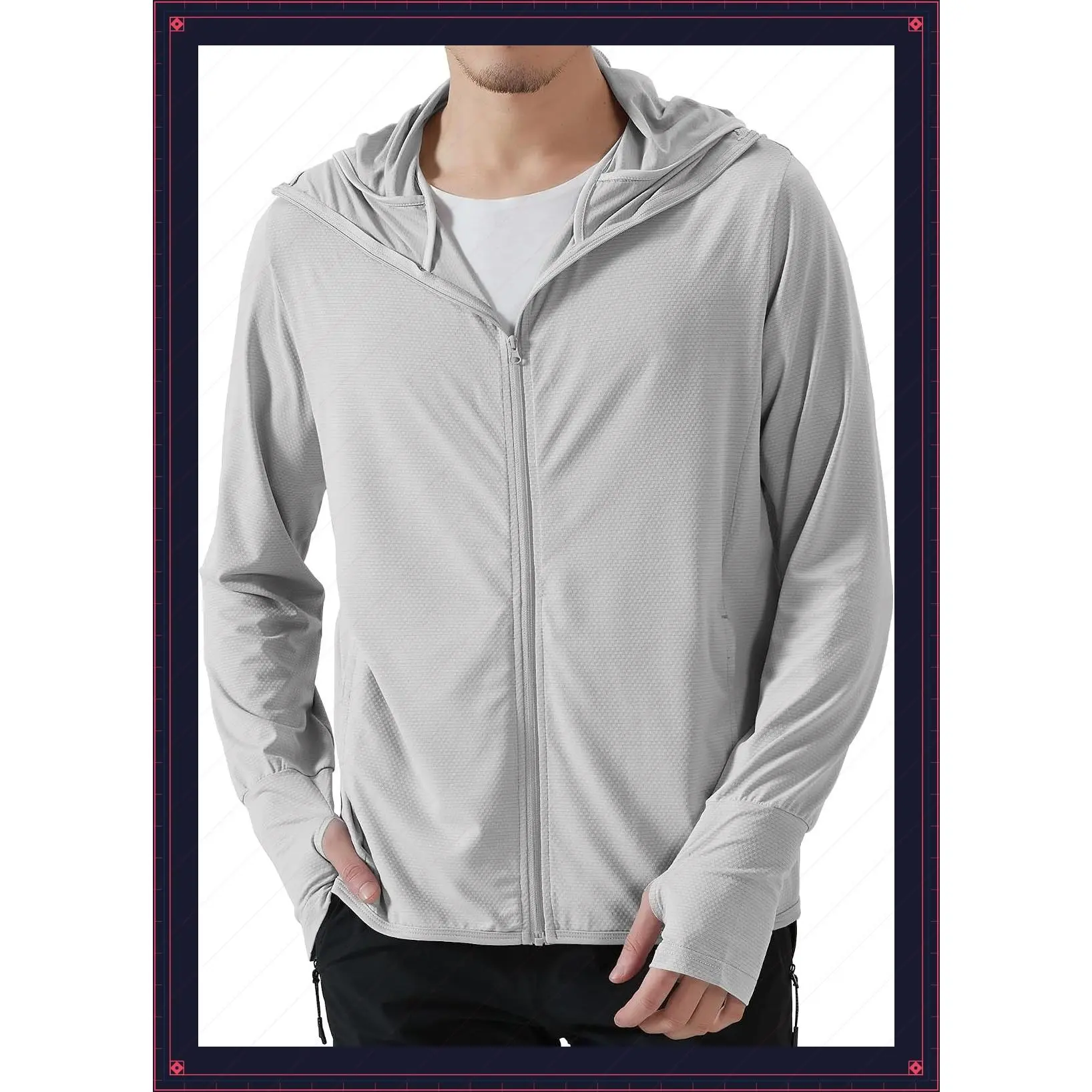 Men's UPF 50+ Sun Protection Lightweight Full-Zip Hoodie Jacket Long Sleeve for Fishing Hiking Outdoor PerformanceGift