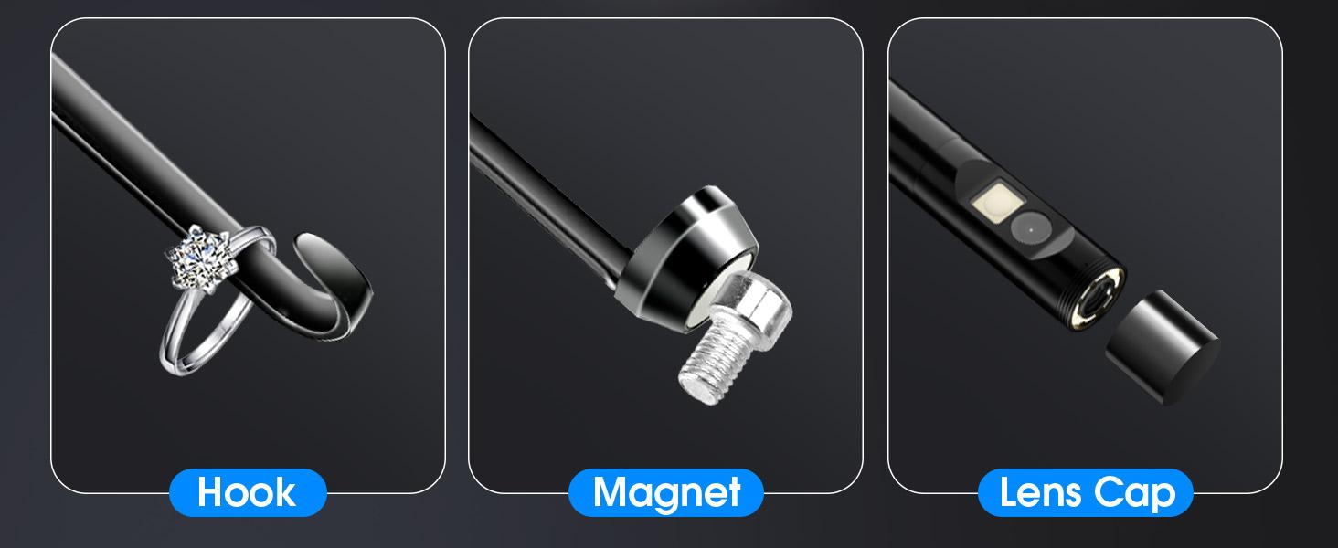 Endoscope with Light, 1920P HD Borescope with 8 LED Lights, 32.8FT Semi-Rigid Snake Camera, IP67 Waterproof Inspection Tool for iPhone & Android - Dual Lens (Red)