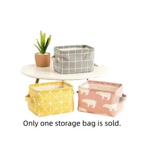 Foldable Storage Basket, Small Canvas Organizer with Handle, Ideal for Home Decor, Toys, Keys, Miscellaneous Items, Craft Supplies