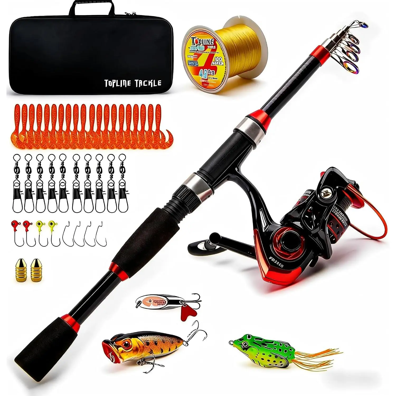 Collapsible Fishing Rod and Reel Combo,  Telescopic Fishing Rod with Spinning Reel, Portable Collapsible Fishing Pole Kit for Saltwater and Freshwater – Ideal Fishing