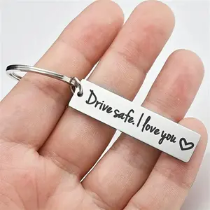Stainless Steel Safety Driving Keychain Set for Couples, Car Key Ring Accessory for Daily Carry, Engraved Friendship Charm with Durable Metal Design