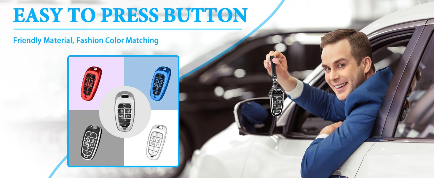 For Hyundai Key fob Cover Fit for 7 Buttons 2023 2022 2021 2020 Hyundai Sonata Santa fe Tucson TPU Key Fob Case Protector