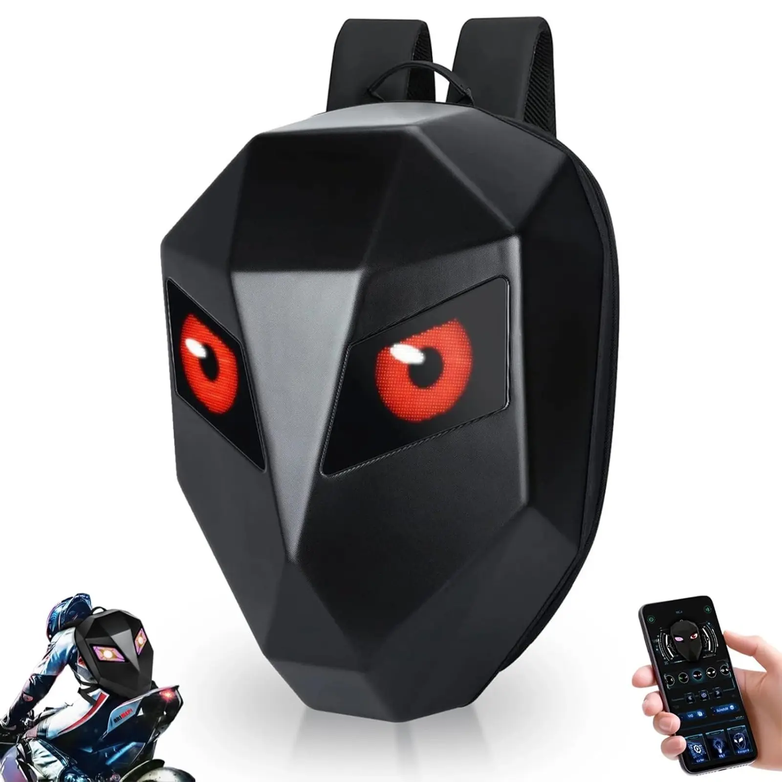 Motorcycle Backpack for Men, LED Backpack With DIY Programmable Full Color Screen, Hard Shell Large Capacity Waterproof Helmet Bag Laptop Backpack