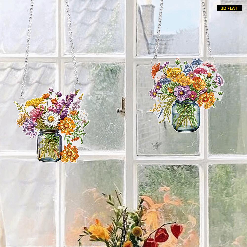 2D FLAT2Pcs 2D/Flat DIY Special Shape Hanging Diamond Art Kits Diamond Painting Set Rhinestone Diamond Art Window Pendants Diamond Art PenDiamond Painting Kit is Suitable for Decorations. Create Unique DIY Handicrafts, Making Gifts Distinctive and Unique!