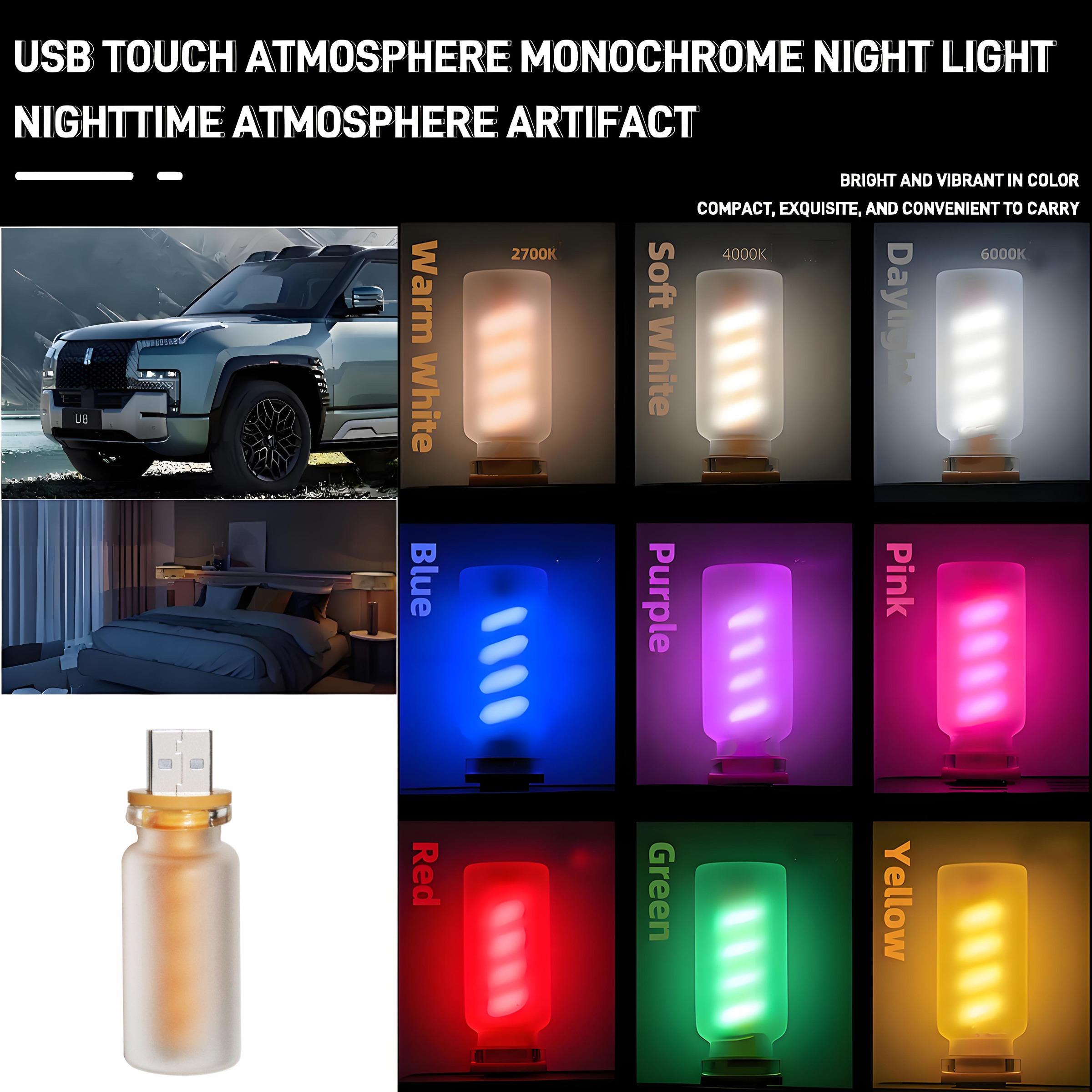 1 USB small night light touch color LED night light in the car ambient light Edison bulb incandescent ceramic light sanding touch bedside sleeping light portable multi-color LED ambient light that lights up