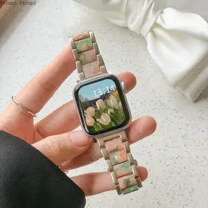 3-Bead Resin Metal Apple Watch Band, Folding Clasp Bracelet Strap Compatible with Series 1–11, Ultra & SE (38–49mm)