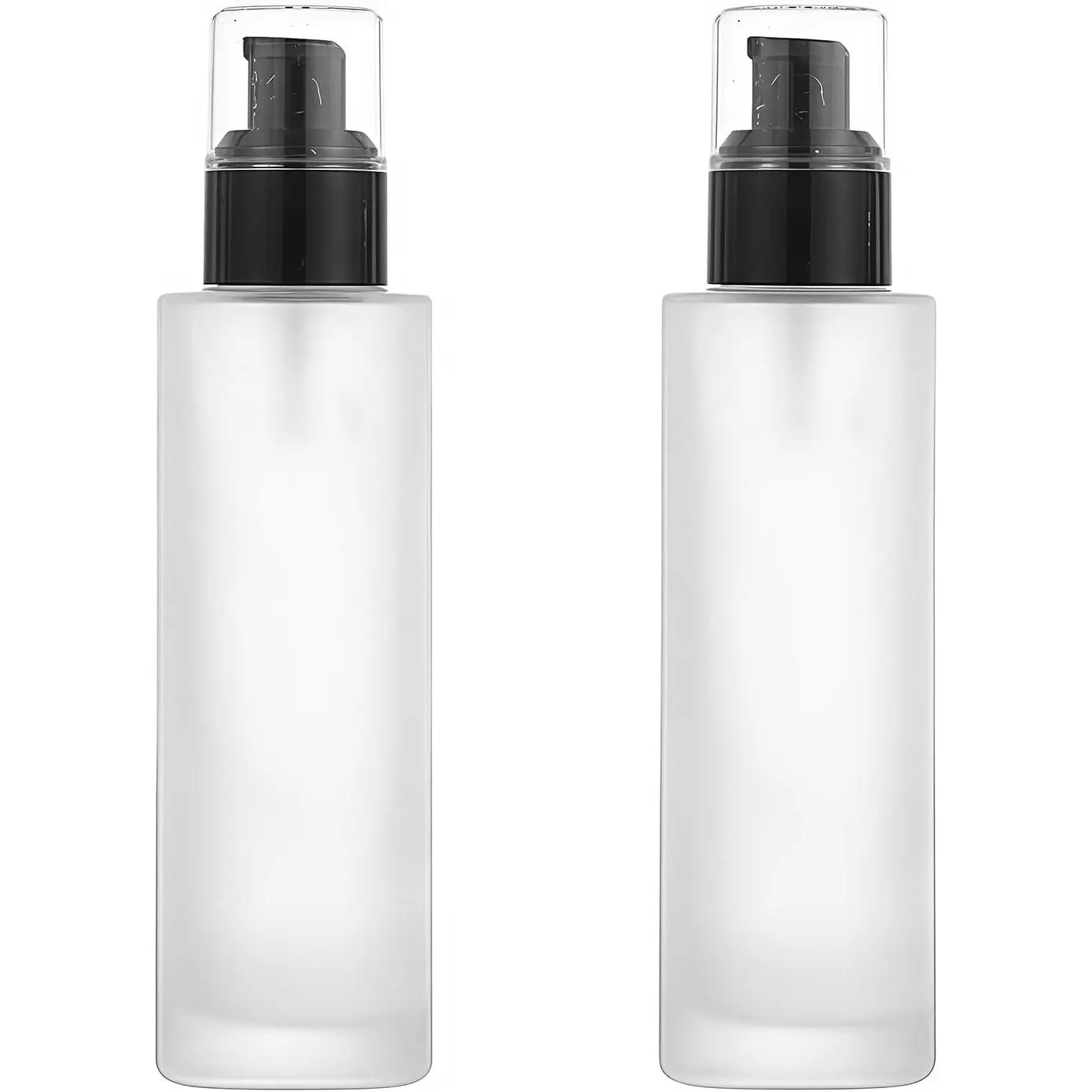 2 count 100ML/3.4OZ Empty Frosted Glass Lotion Pump Bottles Refillable  Cream Container Makeup Dispensers for Emulsion Essential Oil