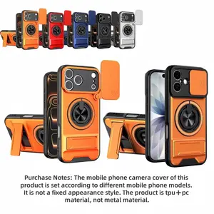 New Mecha Push Window Phone Case, Magnetic Ring Military Grade Shockproof Cover For iPhone 17/16/15/11 Pro Max & Samsung S26ULTRA S26PLUS S26