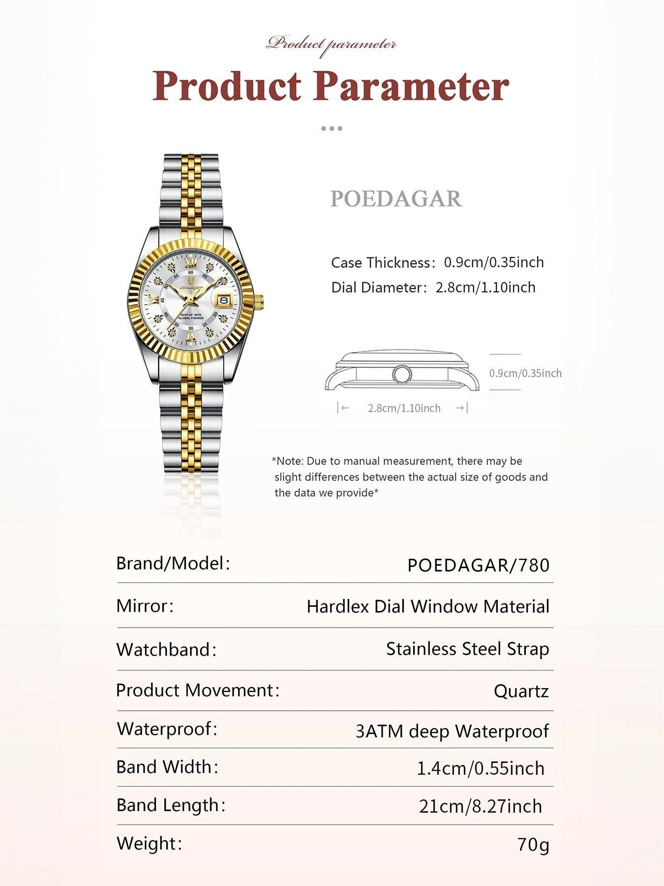 Women's Elegant Round Dial Analog Quartz Watch, Fashionable Luminous Watch for Party, Daily Clothing Decor, Trendy All-match & Exquisite Waterproof Watch for Birthday Gift with Box, Fashionable Watches, Stainless Steel Watch