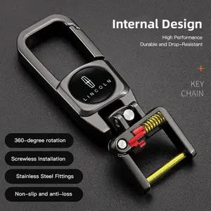 1Pcs Stainless Steel Car Keychain 3D Decoration Keyring Accessories For Lincoln Navigator Continental Nautilus Aviator MKZ MKX MKC MKT MKS Corsair Mark E