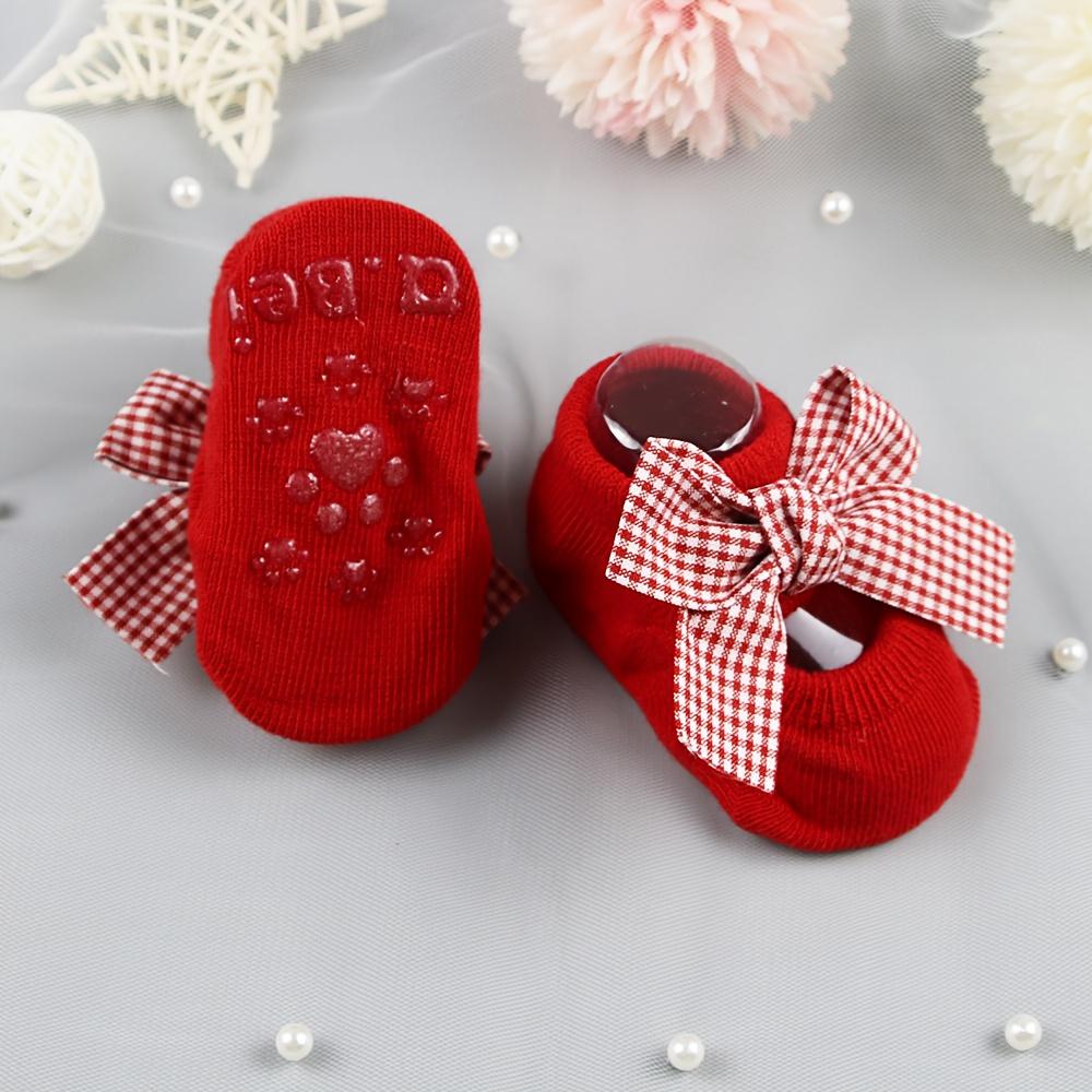 1 Pair New Style Big Red Baby Socks with Anti-Slip Sole, Baby Anti-Slip Socks, Floor Socks, Boat Socks, Suitable 0-1 Years Old