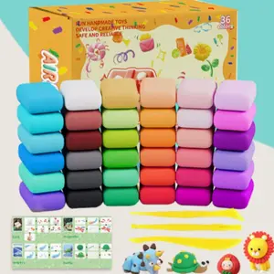 36 Colors Air Dry Ultra Light Clay DIY Craft Kit With Sculpting Tools English Step-by-Step Tutorial Book Non Toxic Non Sticky Modeling Clay Educational Sensory Toy Gift For Kids Toddlers DIY Art Creation ASMR Content Prop