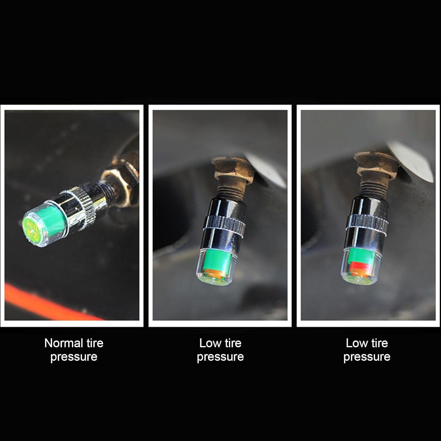 4 PCS Car Auto Tire Pressure Monitor Valve, Car Pressure Monitor Valve Stem, Tire Pressure Monitor Valve Stem Cap for Medium-Sized, Small, Motorbikes, Bicycles