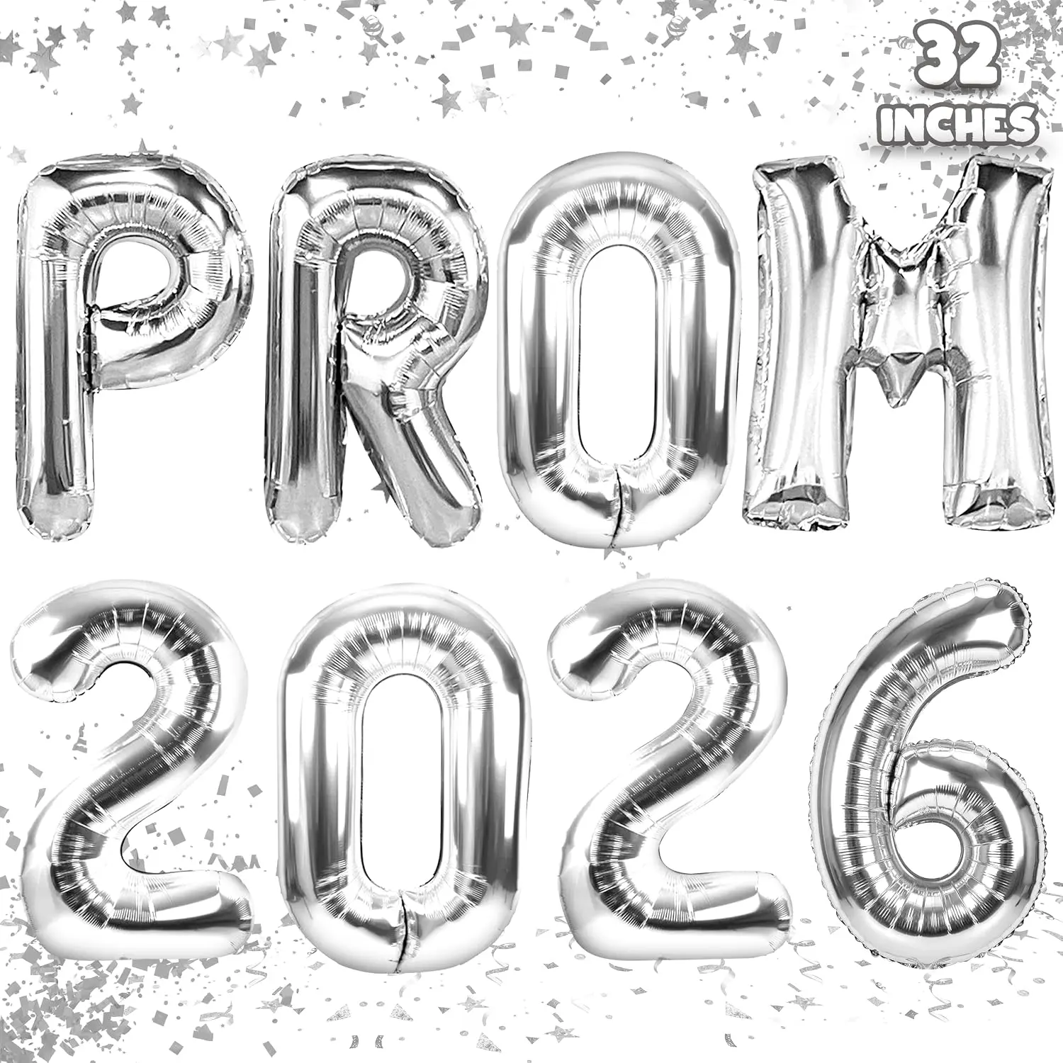 Prom 2026 Balloons  32 Inch Giant - Prom 2026 Decorations Decor for Graduation Party Foil Mylar Balloons Banner Sign