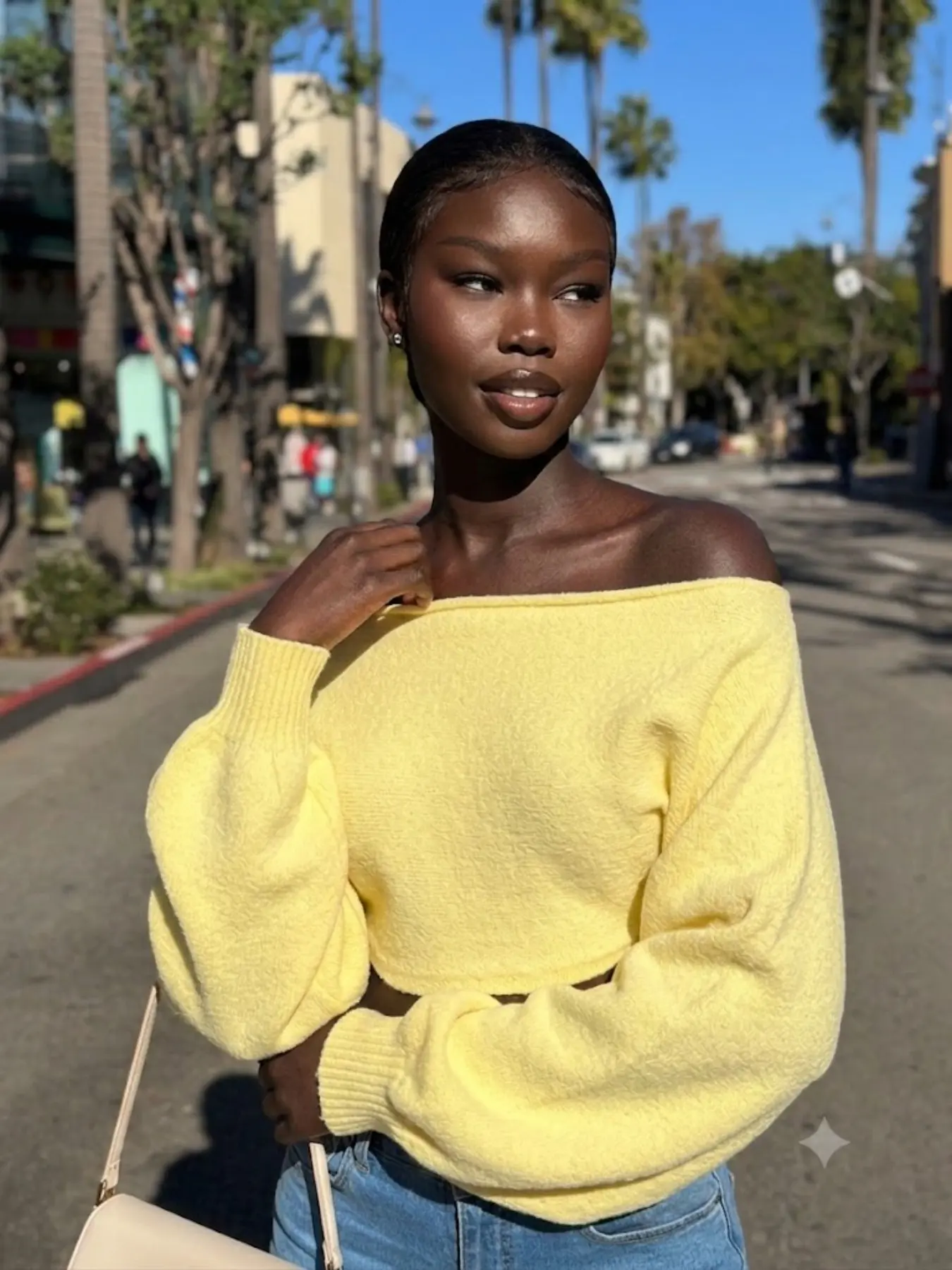 Women's Off Shoulder Knit Crop Top, Soft Butter Yellow Balloon Sleeve Sweater, Chic Date Night & Casual Summer Outfit