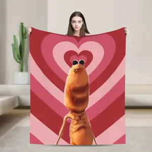 Y2K Funny Robert Help Marcus The Worm Flannel Blanket Soft Throw for Couch, Office Breaks and Home