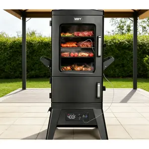[Deals For You Days]MAISON BACKYARDS Digital Electric Smoker with Cover, LED Display, Built-in Meat Probe, 633 sq in Cooking Area, 4 Racks, Insulated Chamber for All-Weather Barbecue & Grilling tiktokshopspringglowup,summerwins