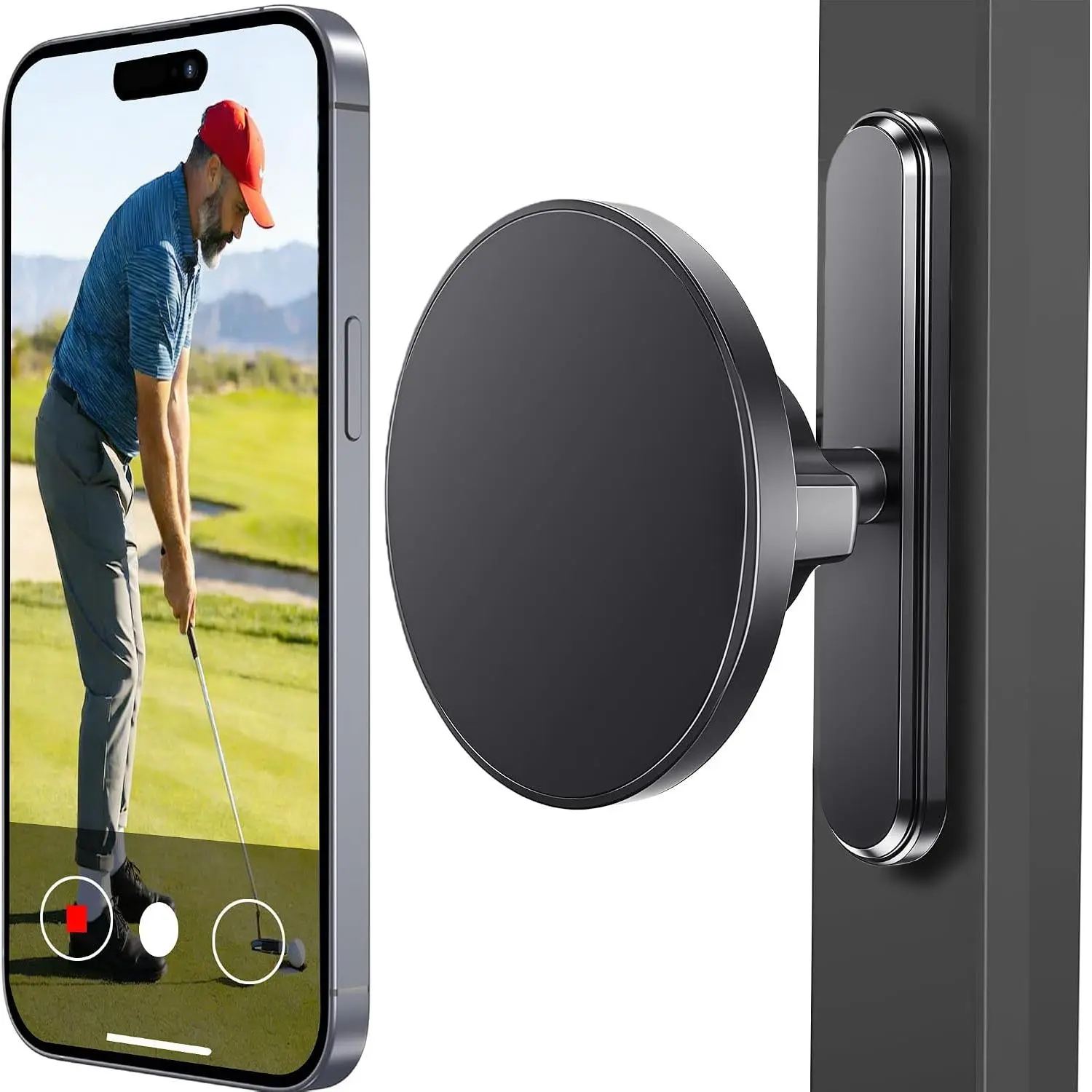 Magnetic Golf Cart Phone Holder with 360° Rotation | N52 Strong Magnet Fit MagSafe iPhone & Android | Golf Cart Accessories Gifts for Men Women Fits Club Car EZGO Yamaha Icon