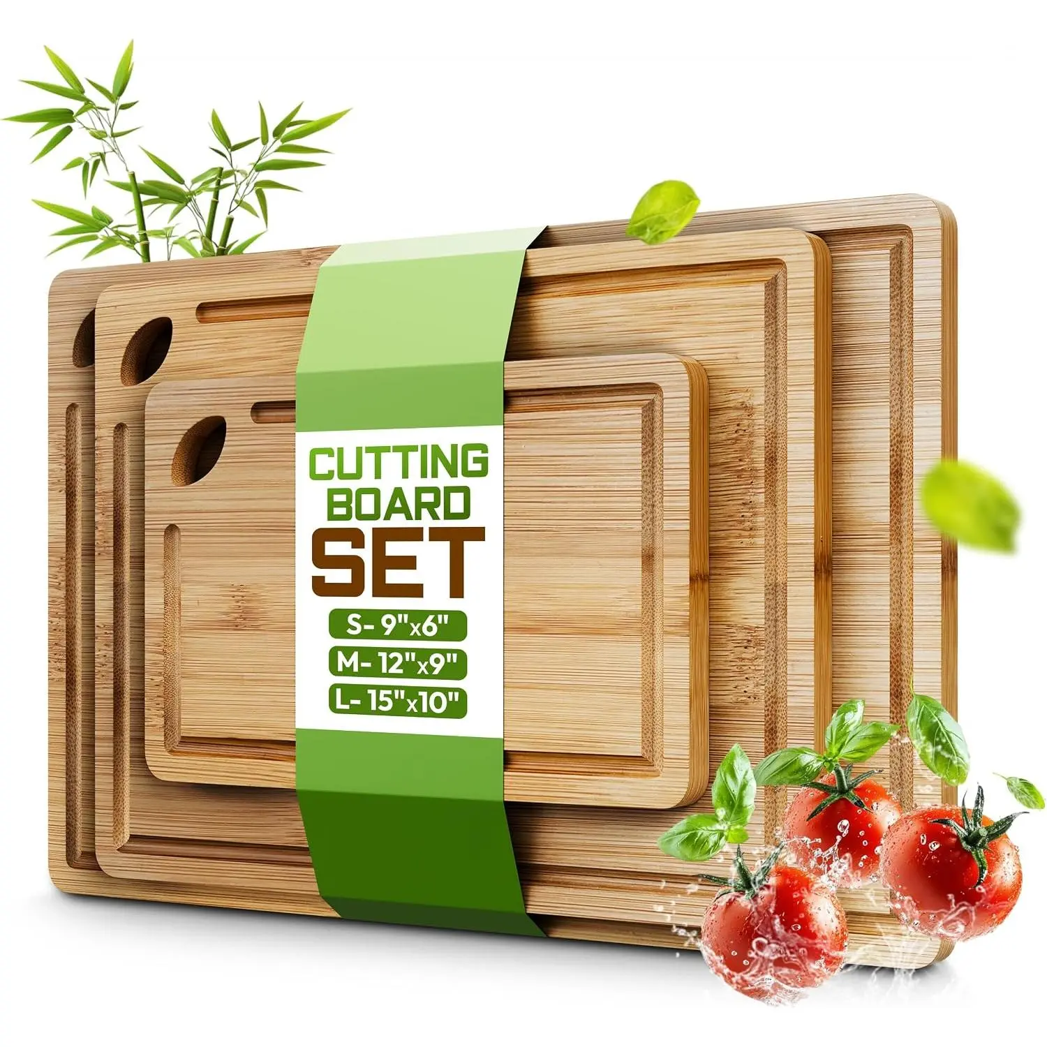 Board Set of 3 (15x10, 12x9, 9x6) – Extra-Thick, Deep Juice    Boards – -Friendly for Kitchen Prep, Carving & Charcuterie – Easy to Clean