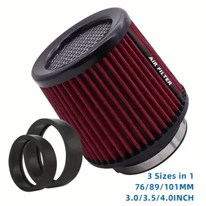 76mm 89mm 101mm High Flow Cold Cone Air Intake Filter, 2.5inch 3inch 3.5inch Universal Car Air Filter, Race Car Modification
