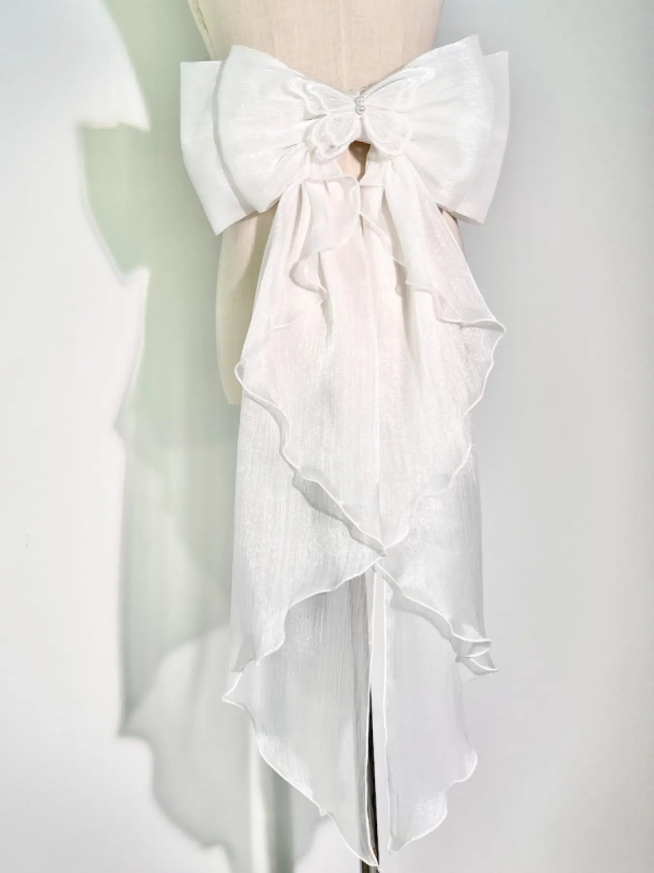 Detachable Lolita Waist Pin Clip, Large Bow Tie Accessory, Wedding Dress Decoration, Removable Ribbon, Elegant Bridal Wear