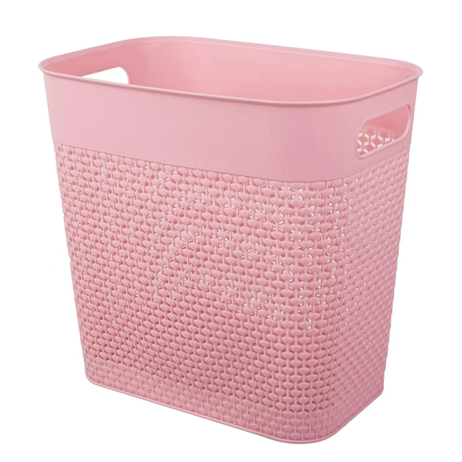 Plastic Trash Can Wastebasket, Garbage Container Basket for Bathrooms, Kitchens, Offices, Kids Rooms (Pink, 3 Gallon), 1 Pack