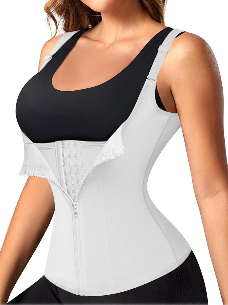 Women's Adjustable Strap Zipper Shapewear Top, Tummy Control Waist Trainer, Corset Waist Shapewear, Ladies Shapewear for Fall, Matt Waist Trainers