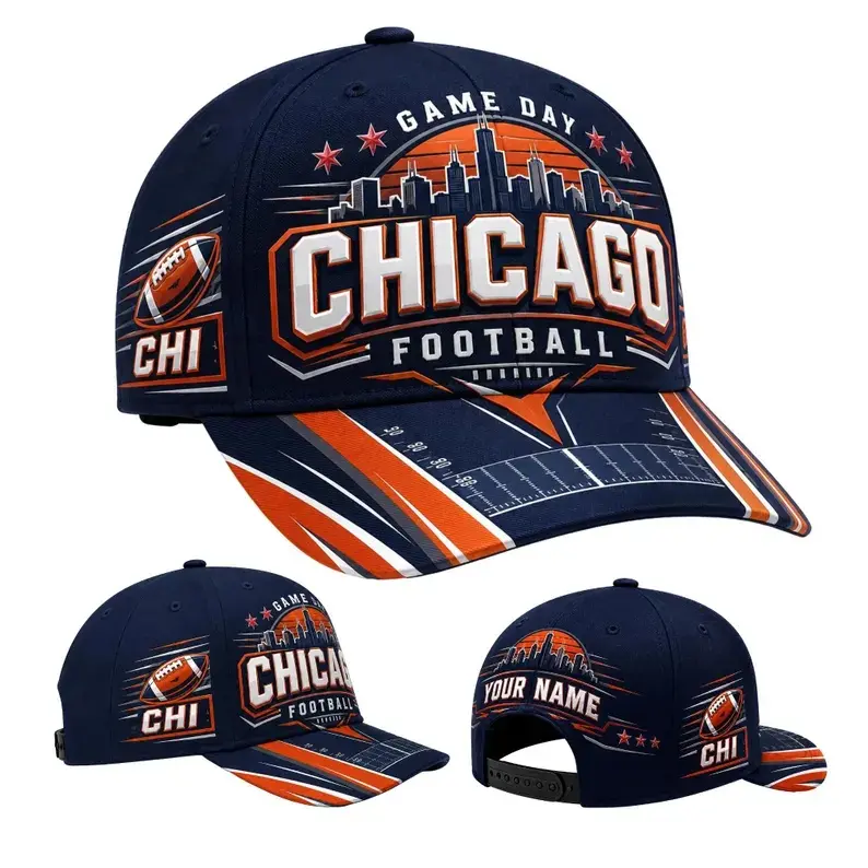 3D Print Chicago Football Baseball Cap,  CHI Game Day Sports Hat#TikTokMadeMeBuyIt#Baseball Hat#ChristmasDayGift#FathersDayGift#GiftForMen