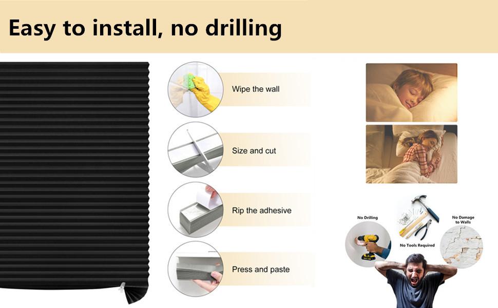 Window Blinds Cordless Blackout No Drill Cut to Size Clip On Stick On Self Adhesive Temporary Blinds Pleated Paper Blinds for Windows Doors Shades for Home Nursery Bedroom Kitchen Bathroom