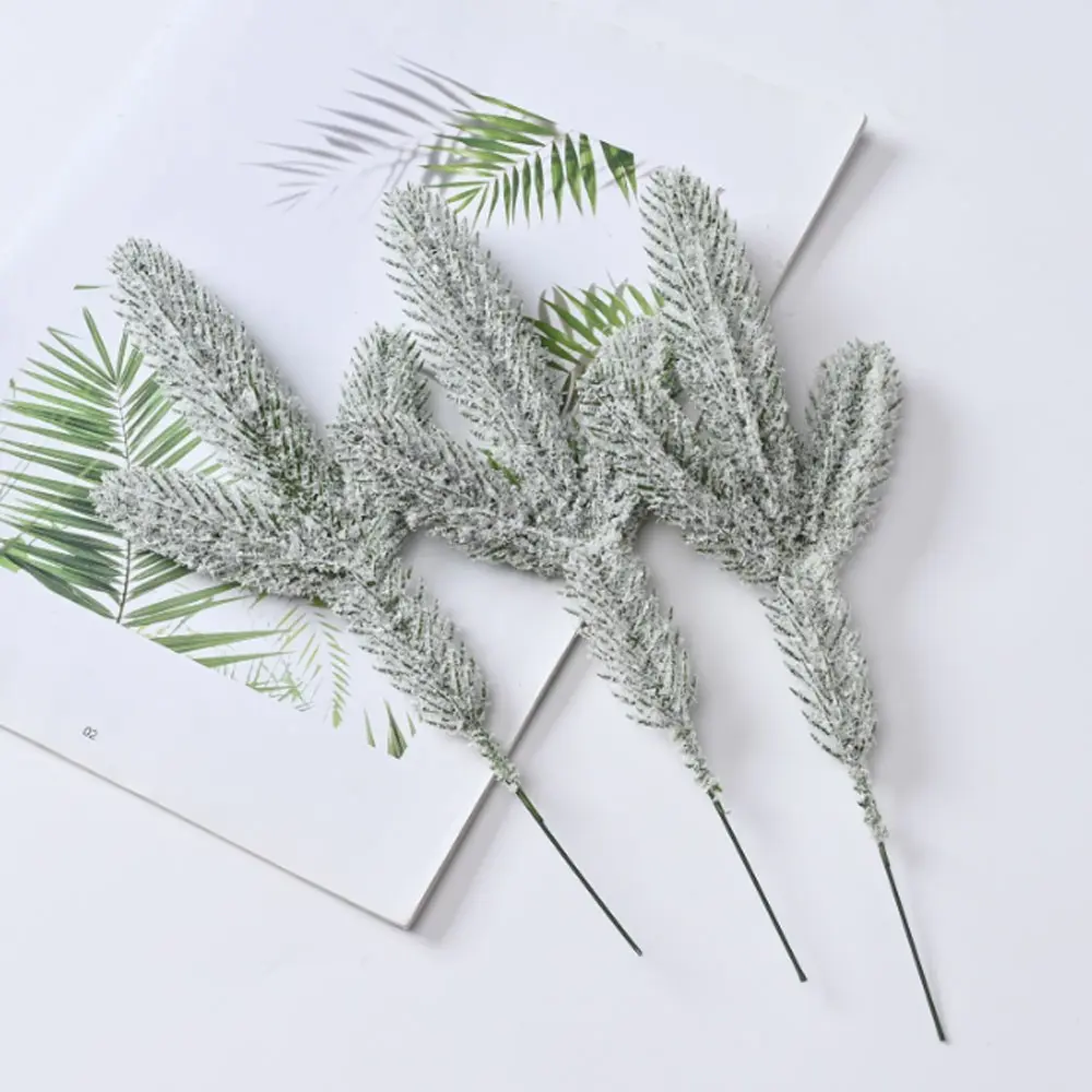Christmas Snowflake Five-Prong Pine Needle Artificial Pine Needles, DIY Christmas Tree Decorations, Realistic Fake Leaves