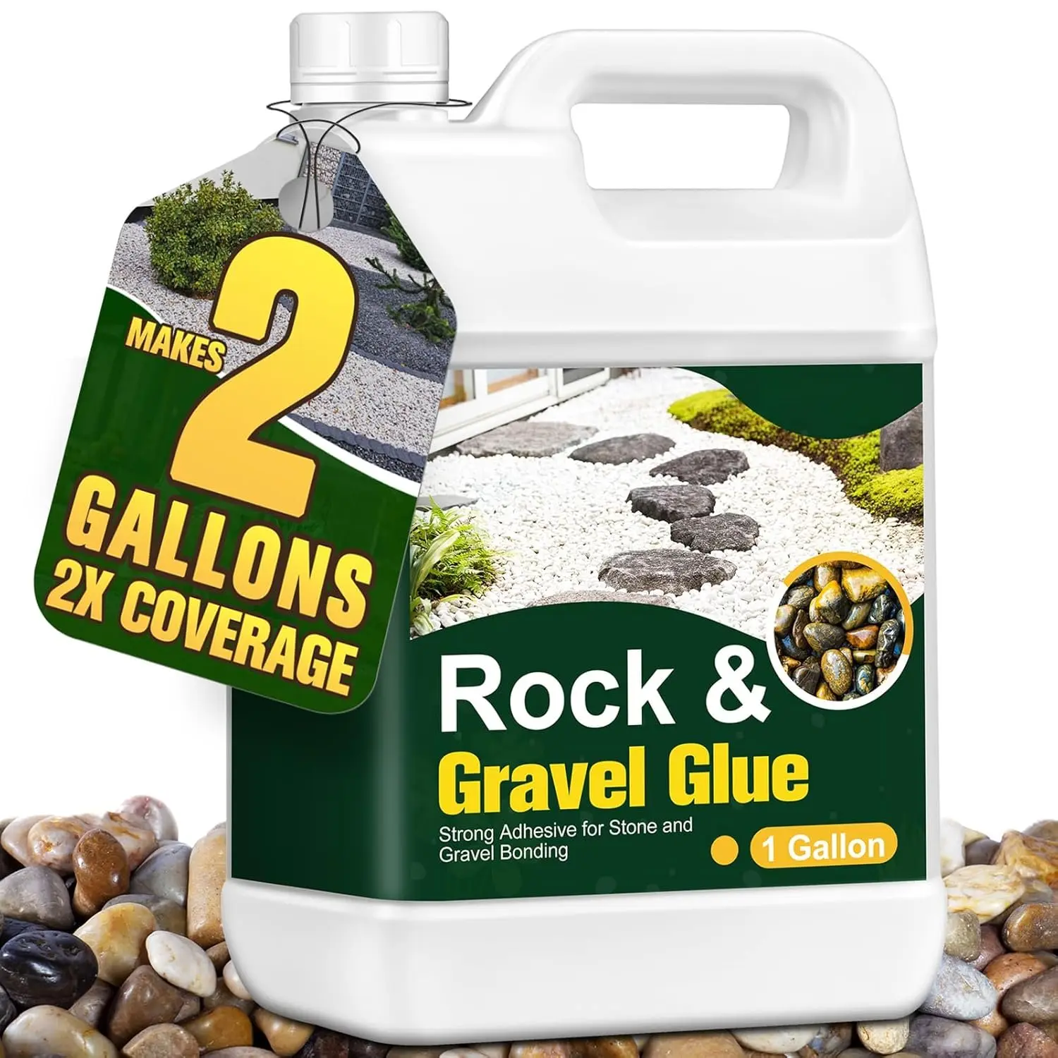 1 Gallon Rock Glue for Landscaping –  Pea Gravel Binder & Stone Adhesive for Walkways, Yards, Patios, and Decorative Driveway Edges