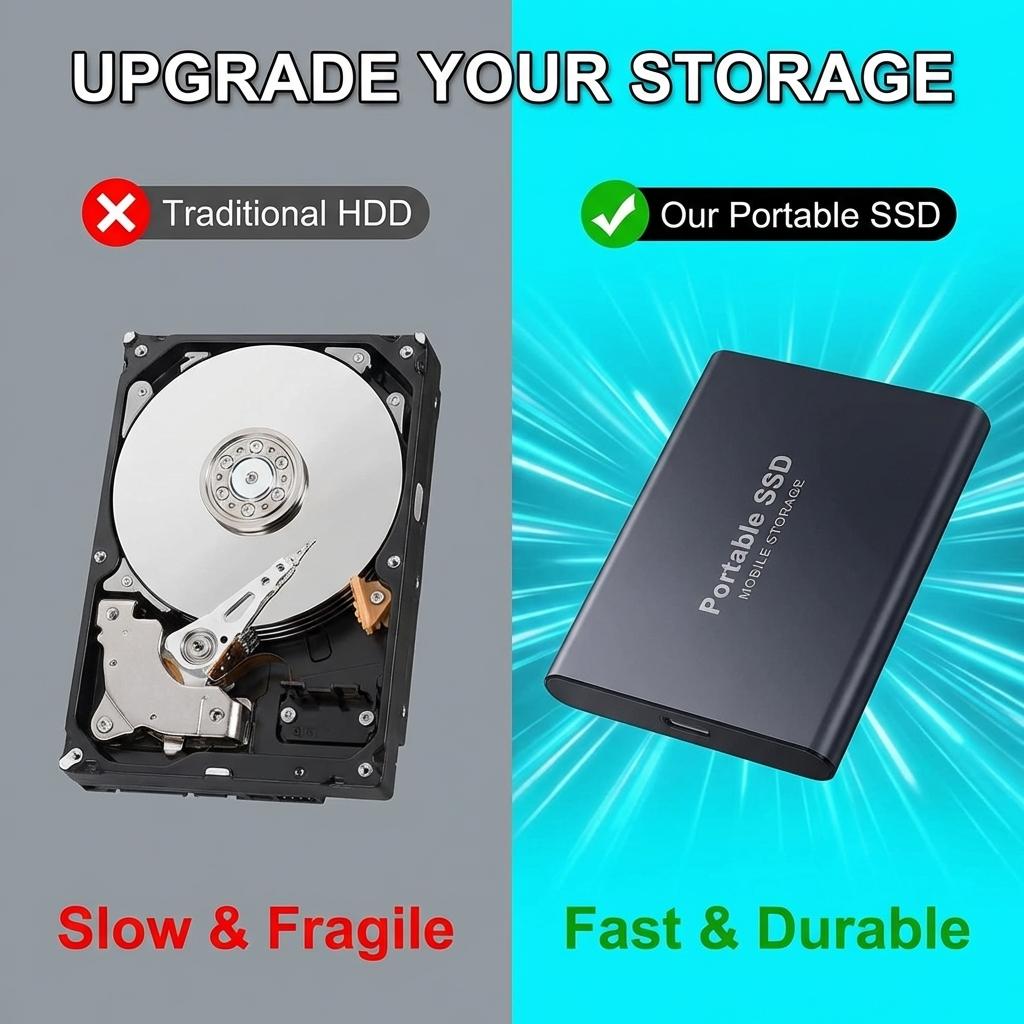 2026  Portable External SSD 1TB/2TB USB 3.2 Type-C High Speed Solid State Drive for PC Mac | Ultra Fast Transfer, Silent Operation, Plug and Play, Mobile Storage