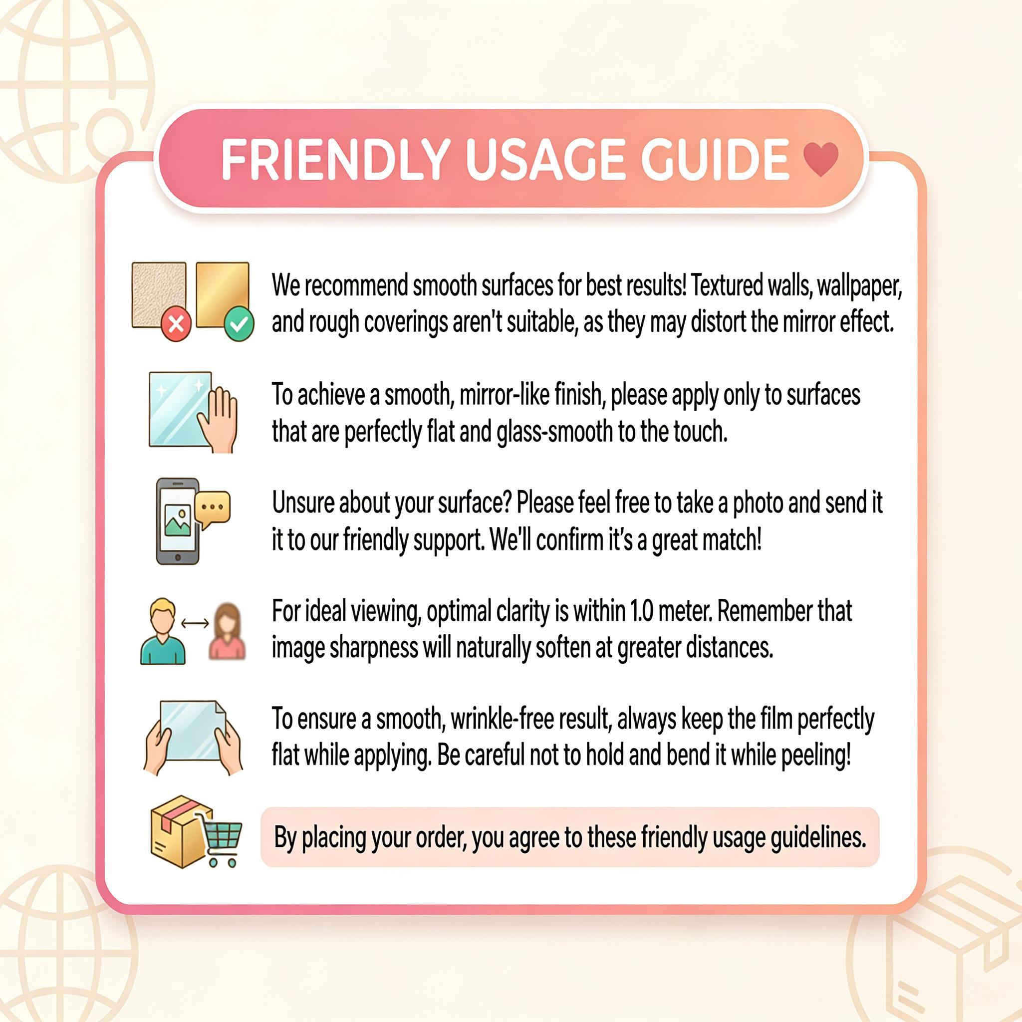 20×40 inch Self - adhesive Soft Glass Mirror Sticker with Backing Tape! Ideal for self - service areas, glass doors, and home use, especially bedrooms. With easy installation, it offers high - quality reflection, serving as a full - length mirror.