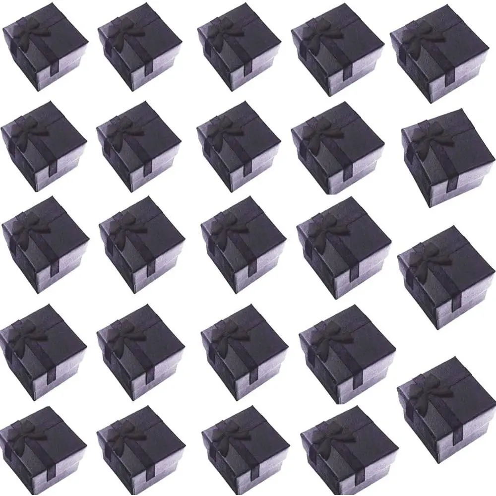 SKEMIX 24 count Cardboard  Bangle  Boxes Ring Earrings Pendant Box Holder Black or White Insert