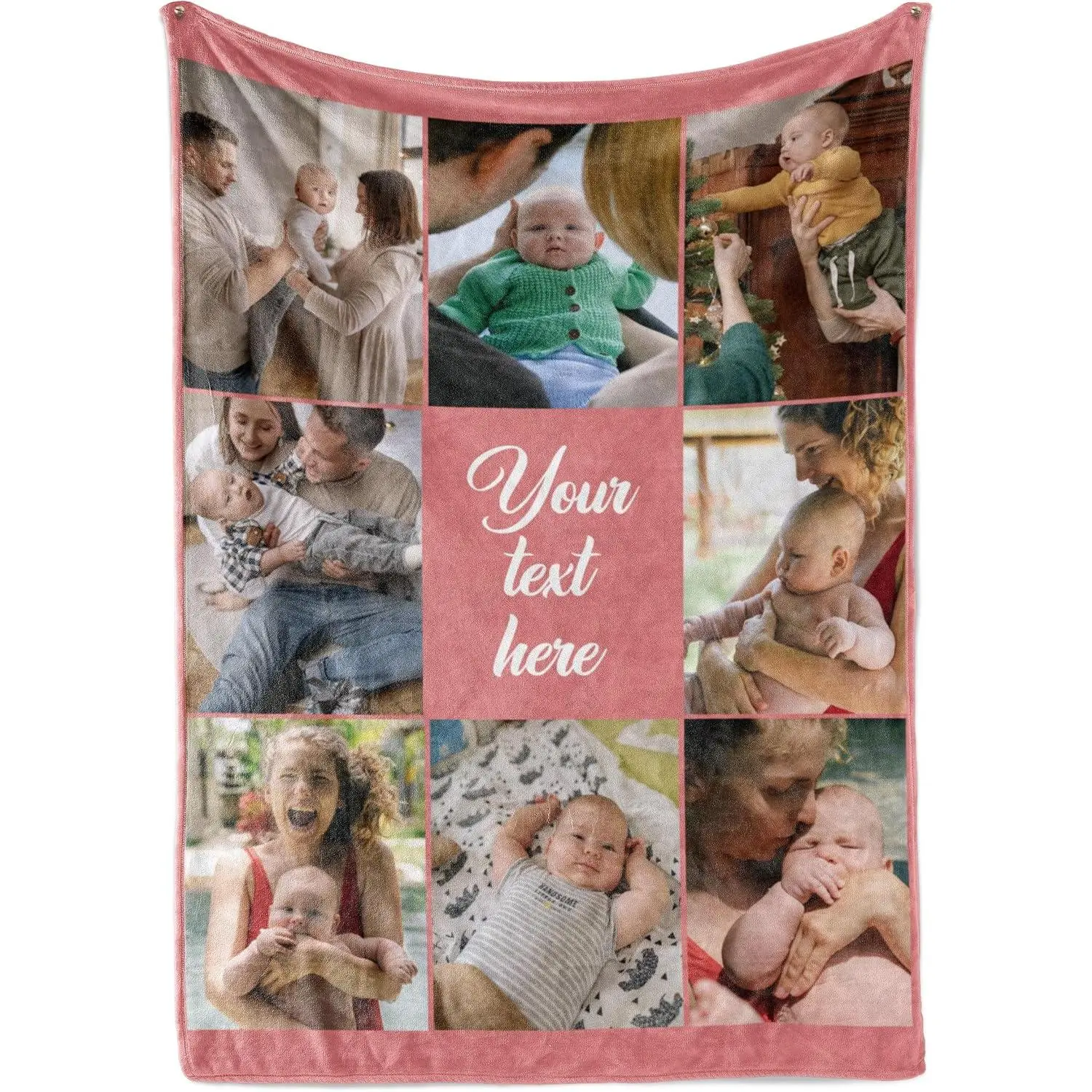 Personalized Photo Blanket Custom Family Collage Throw Blanket with Name Text Soft Flannel Fleece Warm Cozy Keepsake Gift for Shower Birthday Mom Dad Christmas Anniversary Home Decor