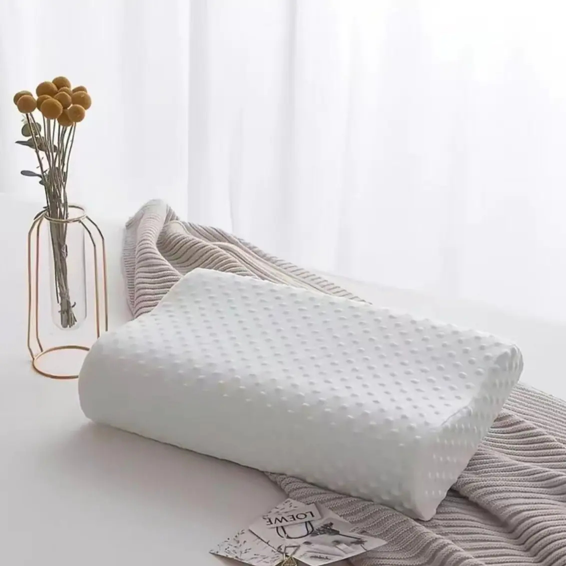 Memory Foam Pillow, Different Front and Back Heights, Ergonomic Design, Arc Shape Pillow, Mother's Day Gift, Comfortable Sleeping Support