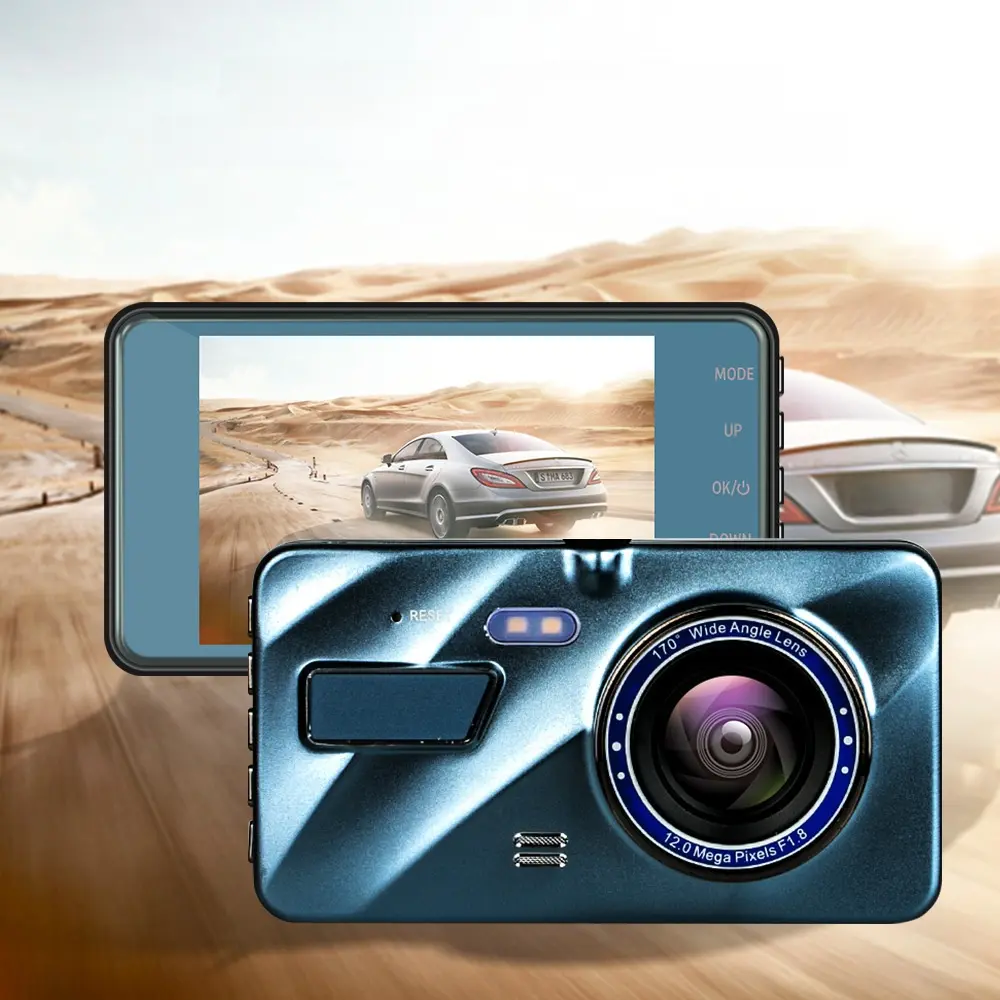 4 Inch Dual Lens Dash Cam 1080P Hidden Car DVR with Loop Recording, Night Vision, Parking Monitor
