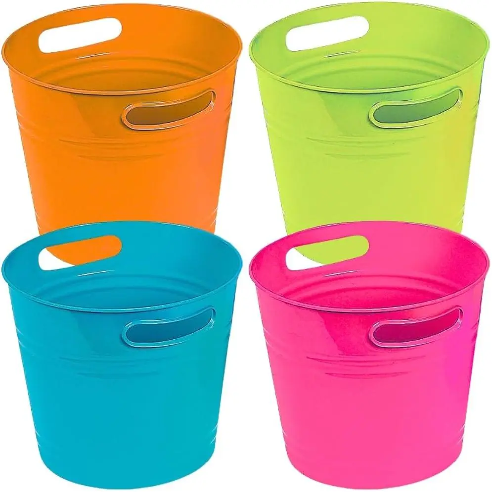 9 1/2" x 8 1/2" Bright Colorful Plastic Bucket Assortment - 4 Pc., Great for Easter, Crafts, Classroom Storage and Sorting, and Homefidget toys