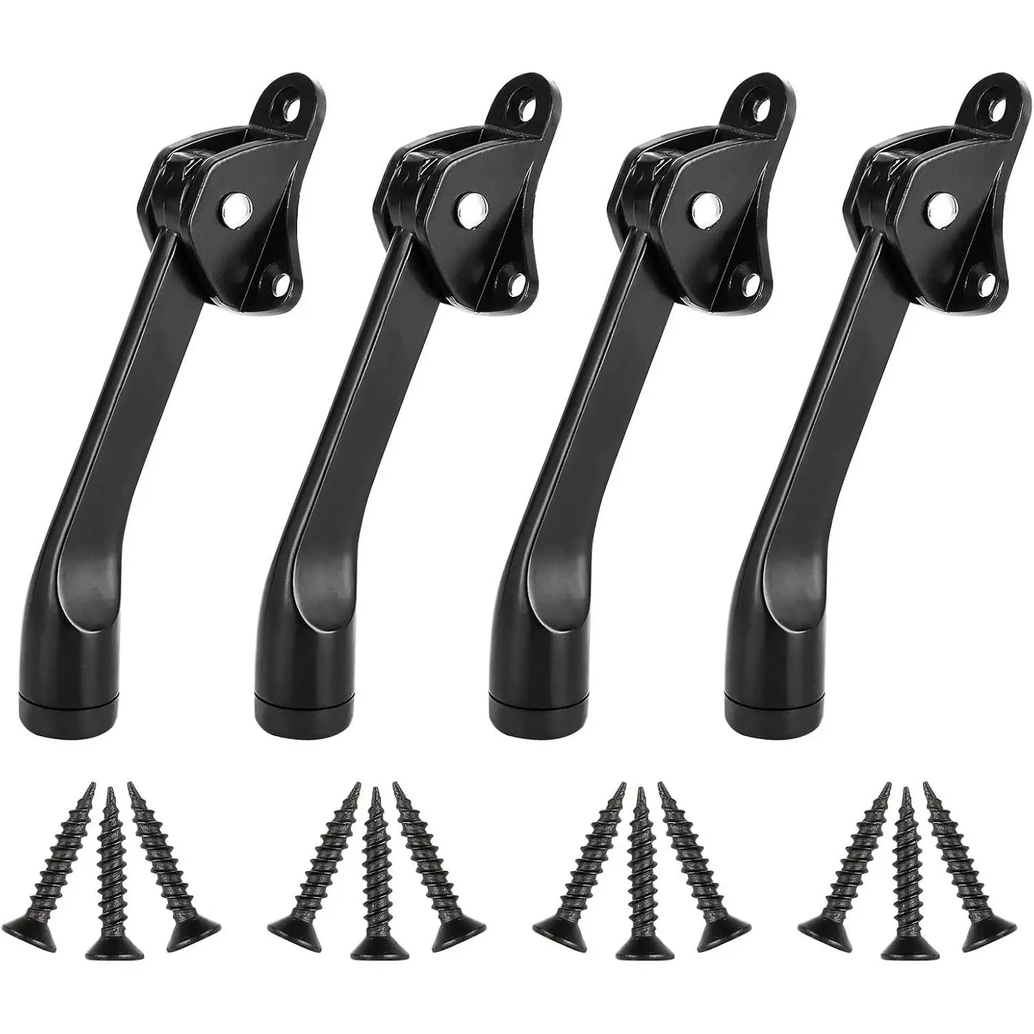 4 Pack Kickdown Door Stop, Commercial Heavy Duty Door Stop, Door Stoppers for Bottom of Door, Kickstand Door Stopper with Rubber Tip and Spring Lever, Easy to Kick Down Door Stop Stopper and Release