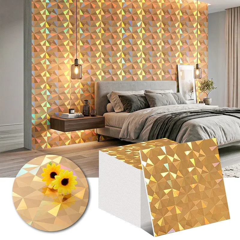 Self-Adhesive Mirror Wallpaper, Easy Peel and Stick, Aluminum Look, Glossy Design, 30cmx30cm, Living Room Kitchen Decor, Mirror Sticker