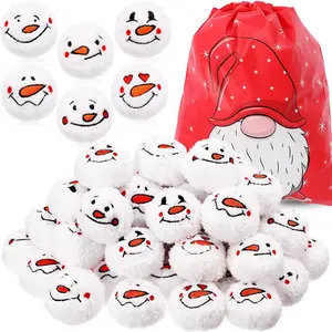 72 Pieces Snowball Fun Set, 6 Style 2 Inch Classic Fake Smile Face Snowballs with Bag for Indoor Winter Snowball Fight Christmas Party Decor